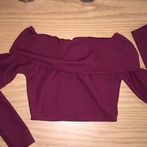 Off the Shoulder Maroon Crop Top